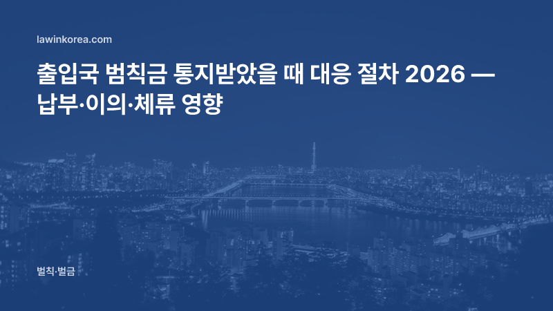 출입국 범칙금 통지받았을 때 대응 절차 — 납부·이의·체류 영향