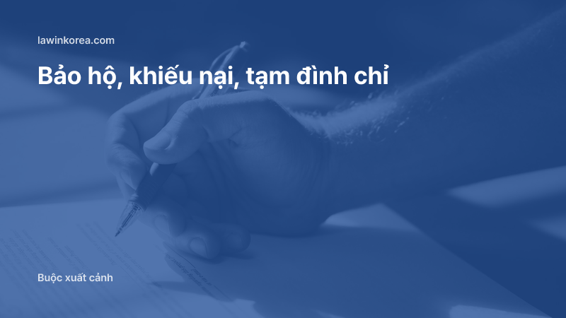 Bàn tay ký giấy tờ bằng bút xanh: Bị cơ quan xuất nhập cảnh bảo hộ (tạm giữ): yêu cầu xem xét, khiếu nại và tạm đình chỉ bảo hộ